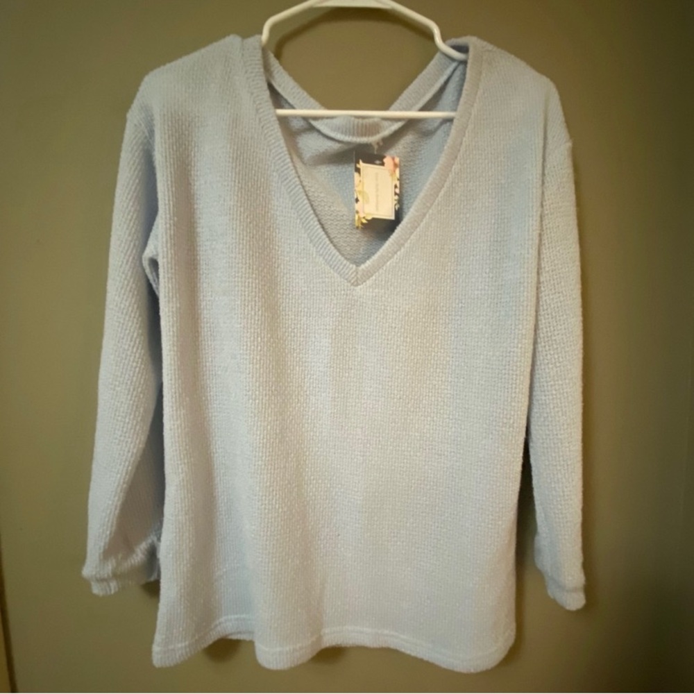 Mountain Valley Trading Thin Knit Sweater Light Blue Small NWT